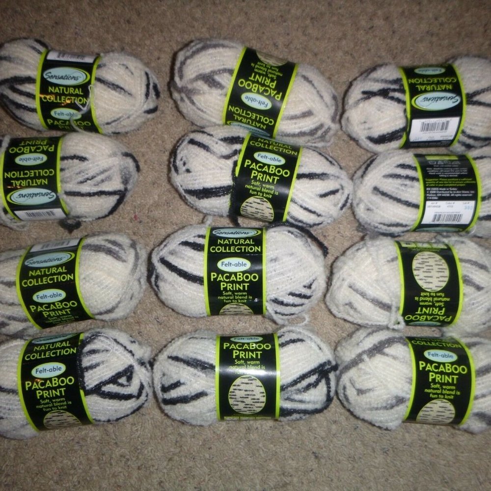 12 Skeins Sensations Natural Collection Feltable Paca Boo Print Yarn Wool Alpaca